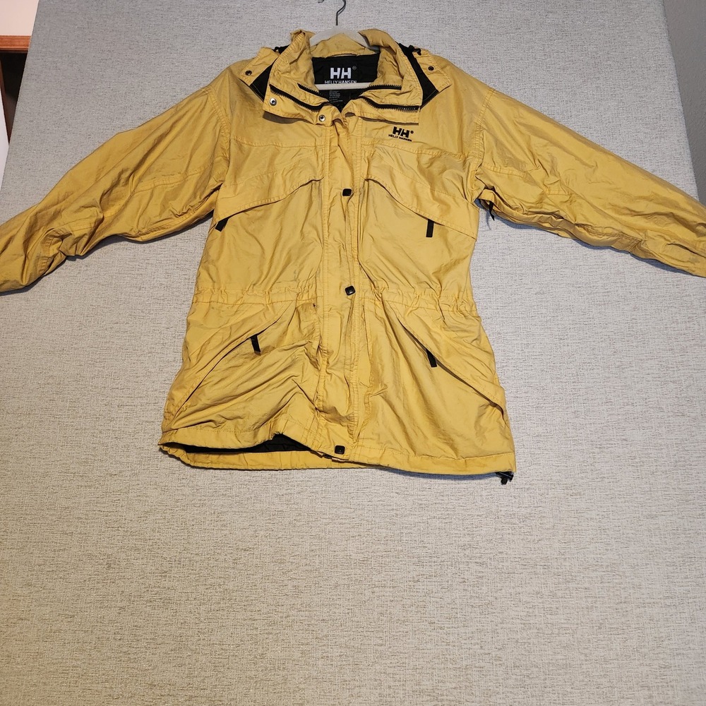 Helly Hansen Helly-Tech Jacket Mens Medium Yellow Waterproof Hooded Gorpcore
